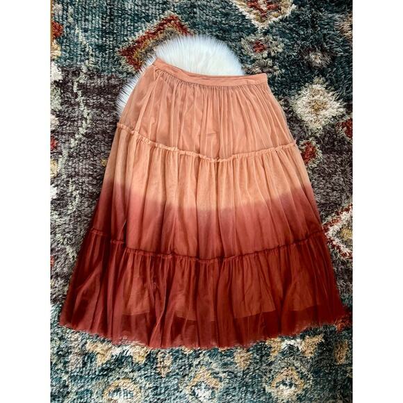 ANTHROPOLPOGIE Let Me Be Ombre Tulle Maxi Skirt | Red Motif | XL | NWOT - Picture 2 of 10